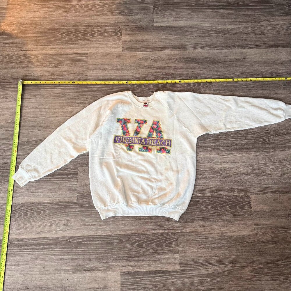 Vintage 1989 Virginia Beach Floral “VA” Crewneck Sweatshirt – XL